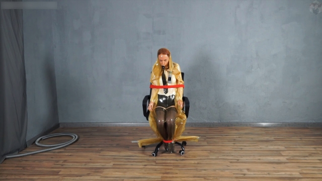 VACUUM DREAMS  dominatrix bondage tumblr - New secretary in vacuum sheathing and bondage with red ropes. Starring  00001