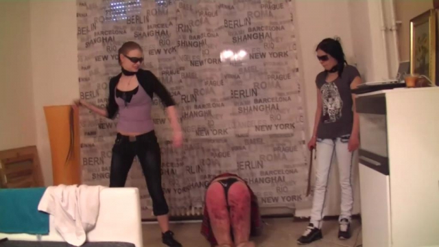 SADISTIC FIGHT GIRLS – More spanking for red slave ass  Starring  Lady Jay Lady and Amely