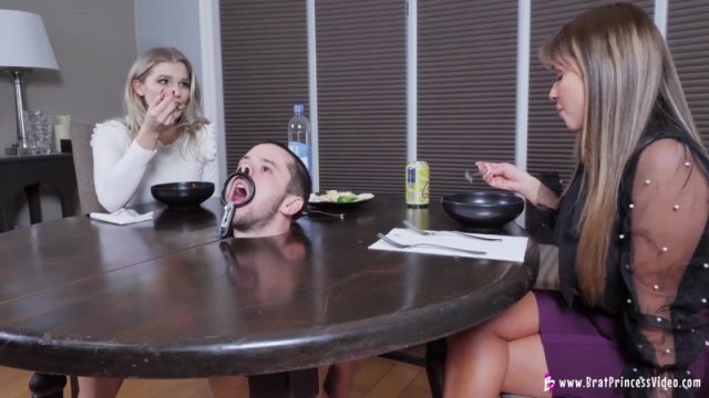 Brat Princess 2 - Amber and Lexi - Dinner Time for Mean Girls with Beta Locked in Table