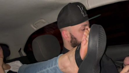 Goddess Grazi (SOLE LICKING 2022) Driving with a big foot in your mouth