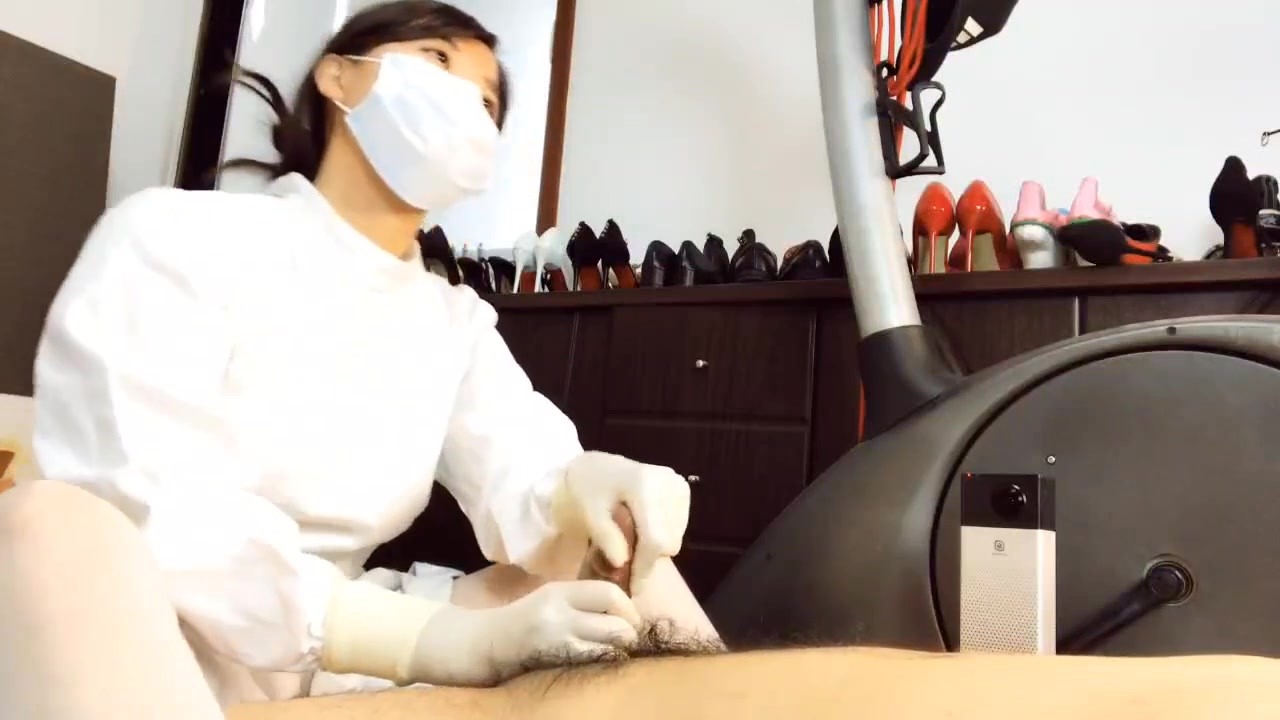 Chinese Femdom - Ugly Chinese fake Doc gloved handjob
