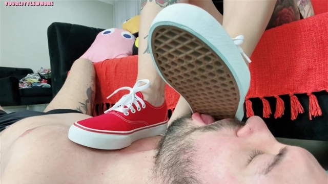 yourlittlewhore (2021) my slave licks my red vans sneakers