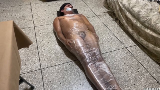 Femdom Bondage By Selfgags - Plastic Mummified Slave Teased, Fucked & Ruined -  00001