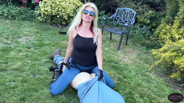 Lady Sara Borgia Femdom Clips - Outdoor Strapon Punishment for Lazy Gardener (4K) 00002