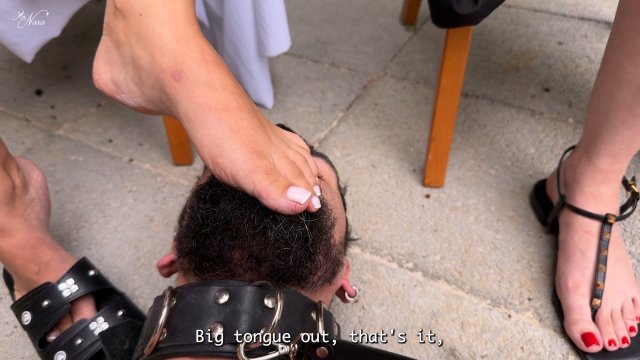 Mistress Nara Neveu - A Poolside Foot Worship Feast of Grated Skin by Four Goddesses Foot Humiliation - Foot Spa - Pedicure Tool - Cracked Heels - Foot Slave - Degradation -  00001
