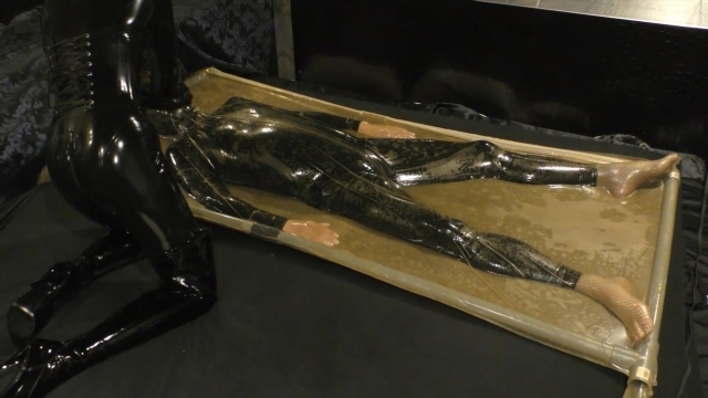 mistresskira (2021) men in bondage femdom: Rubber human bed Human furniture Rubber vacuum bed