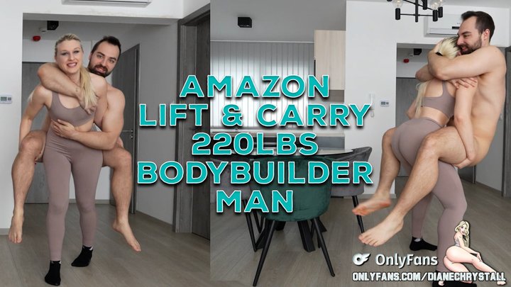 Diane Chrystall mistress humiliates male slave – Amazon Lift And Carry squatting with 230lbs bodybuilder