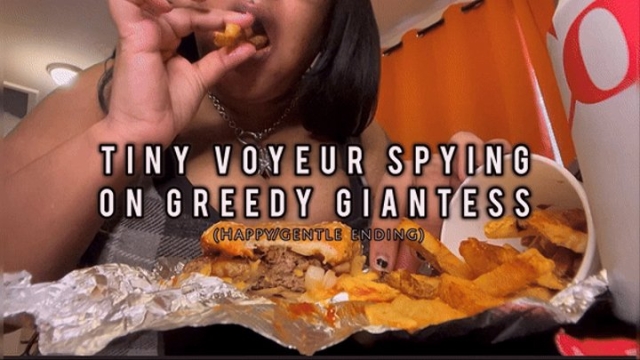 LilithIsFat Giantess Femdom World humiliation male slave - Tiny Voyeur Caught Spying on Greedy Giantess