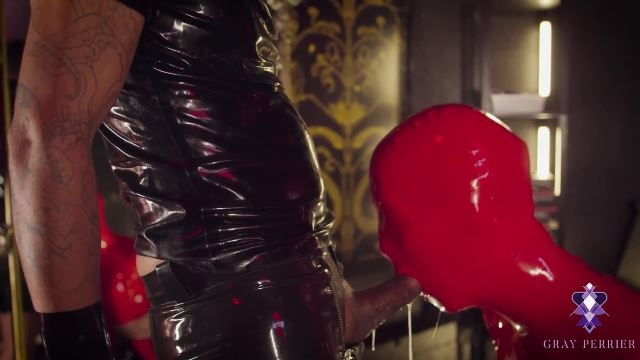 Gray Perrier – Latex & Bondage II – TS Gray Perrier Submits in Full Latex to Mickey Mod – Full of Spit, Deepthroating, Slapping, Flogging, Sucking, Anal Fucking, Cum….